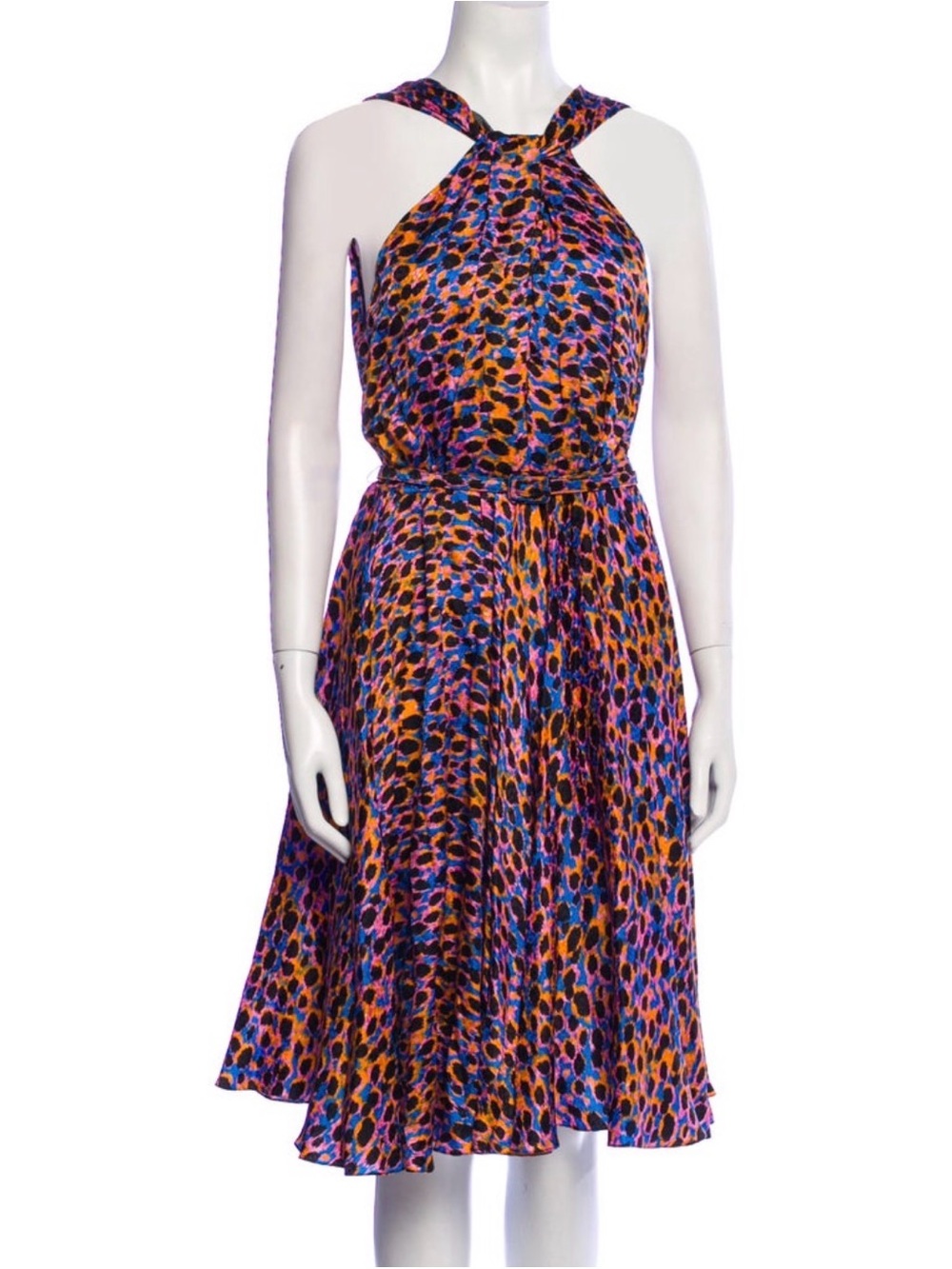 Dior Multicolor Leopard-Print Halter Midi Dress